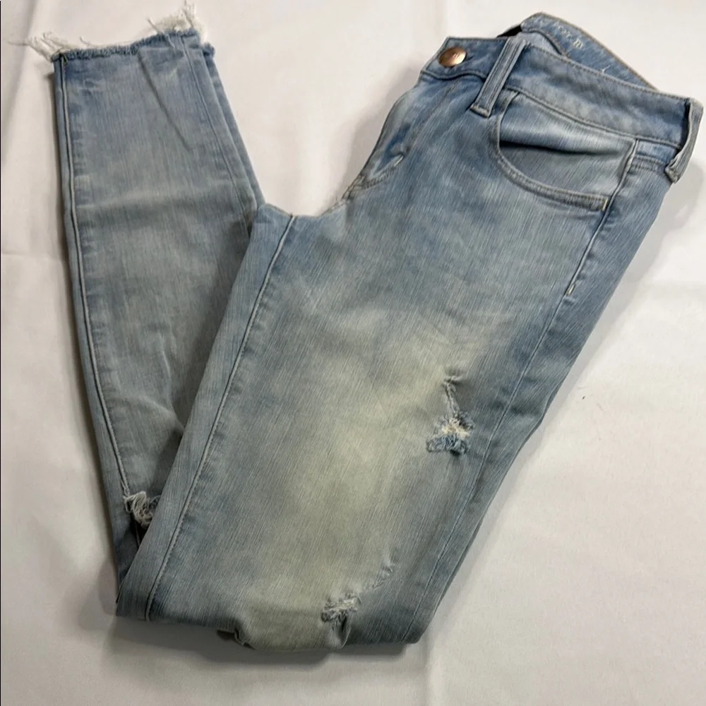 American Eagle Blue Jeggings with Vintage Faded Look